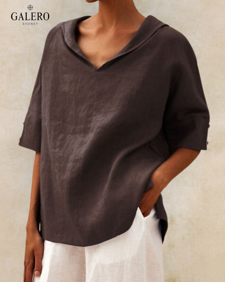 Cora | Elegant V-Neck Linen Shirt