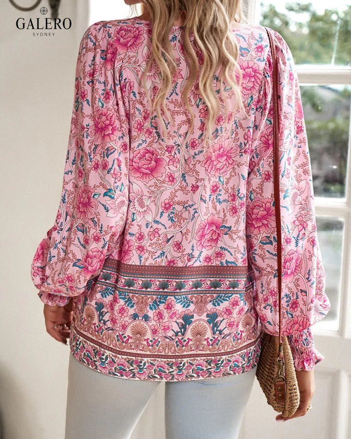 Isla | Boho Lace-Up Blouse