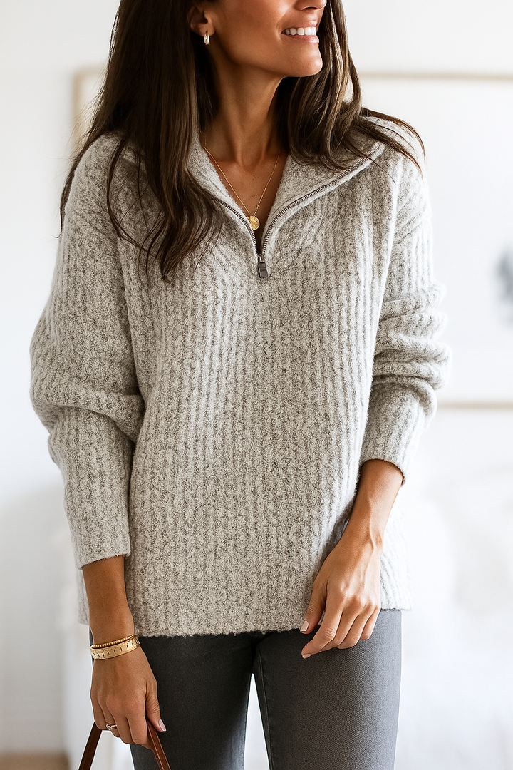 Maribel | Slim Cotton Zip Sweater