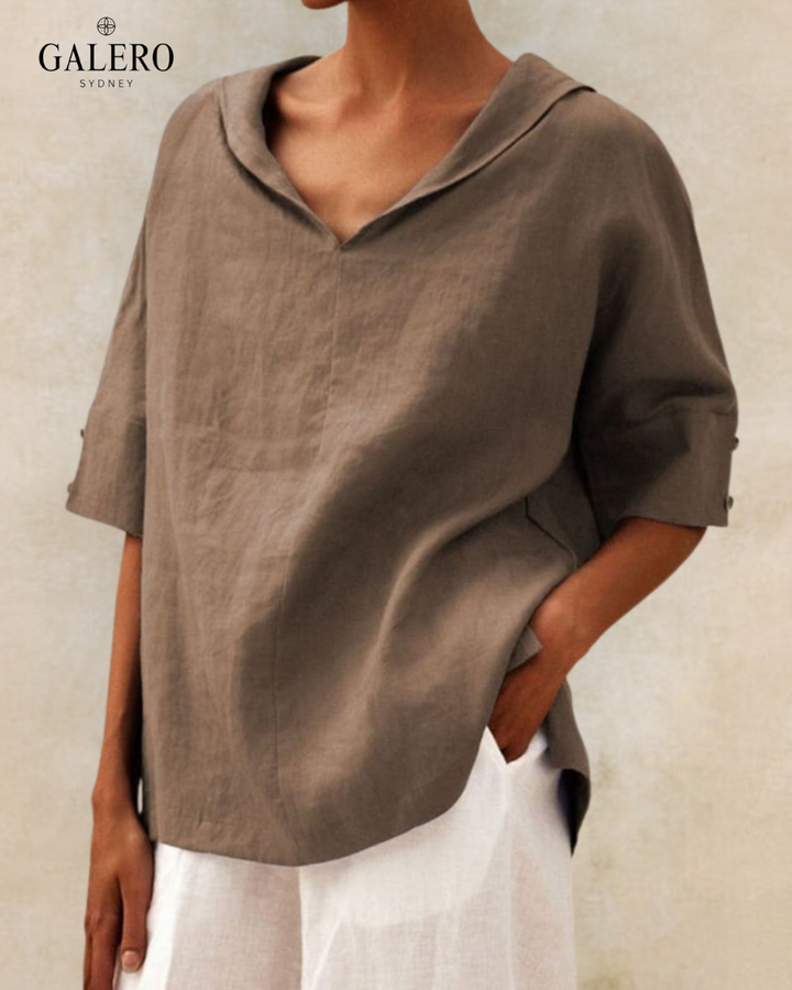 Cora | Elegant V-Neck Linen Shirt