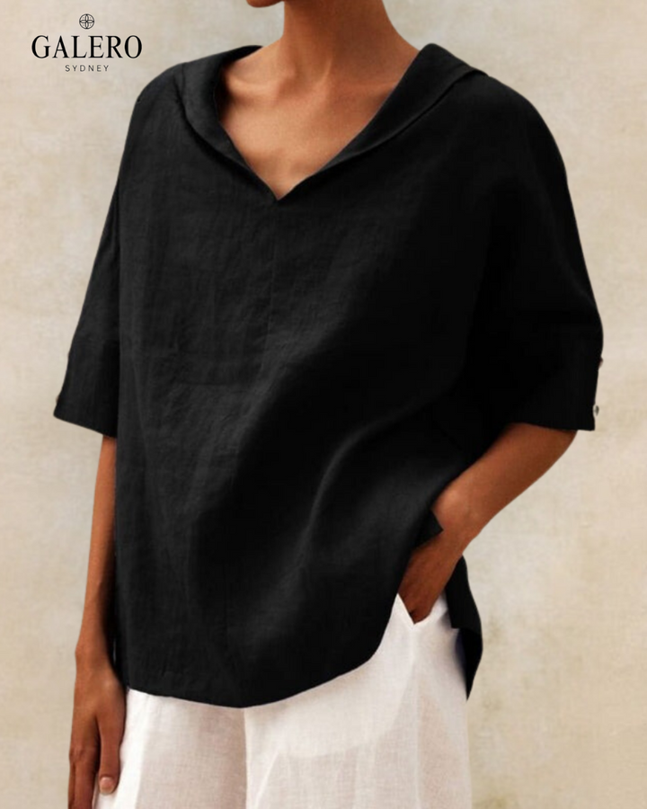 Cora | Elegant V-Neck Linen Shirt