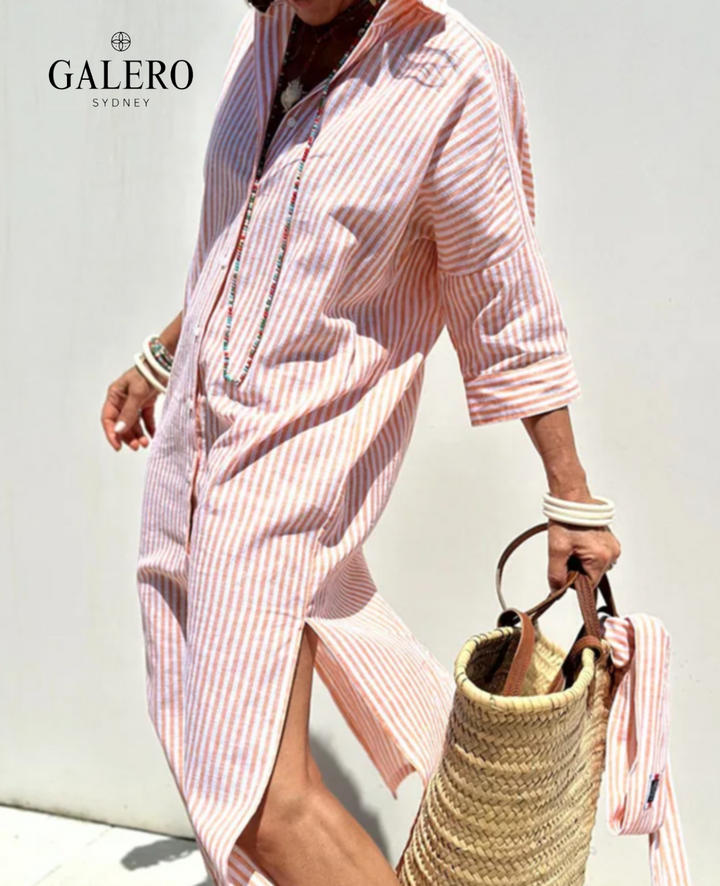 Zyra | Striped Button-Up Shirtdress