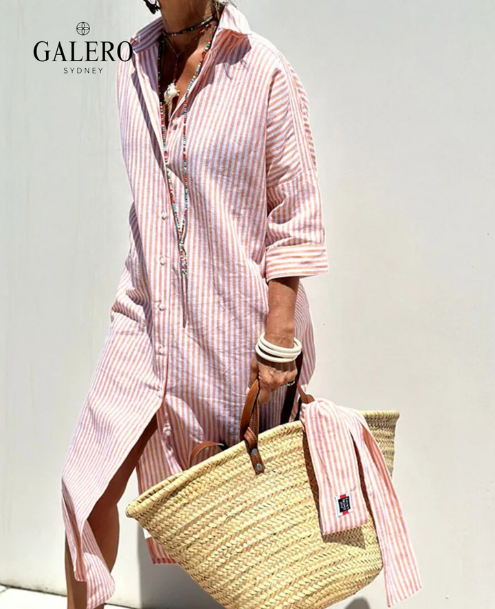 Zyra | Striped Button-Up Shirtdress