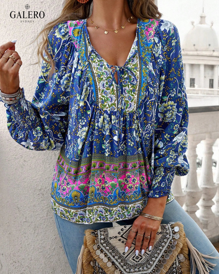 Isla | Boho Lace-Up Blouse