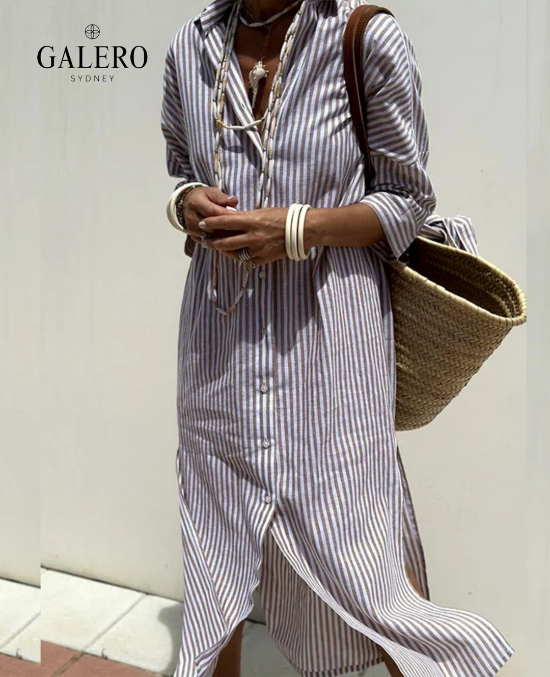 Zyra | Striped Button-Up Shirtdress