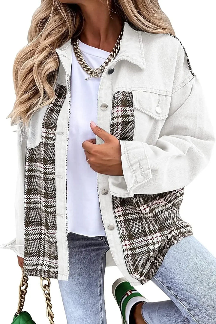 Mireille | Checked Patchwork Denim Jacket