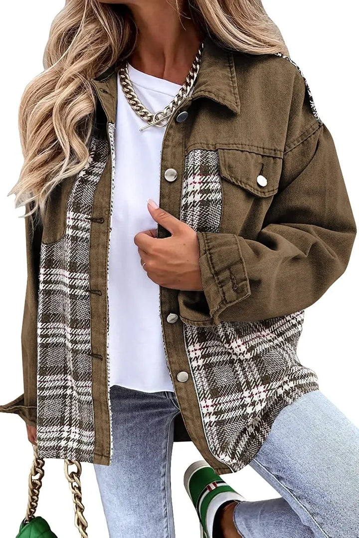 Mireille | Checked Patchwork Denim Jacket