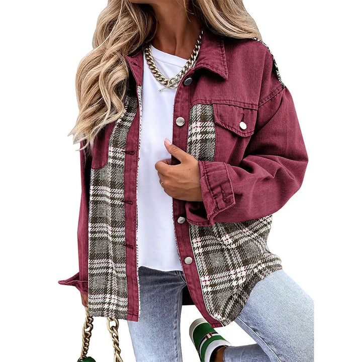 Mireille | Checked Patchwork Denim Jacket