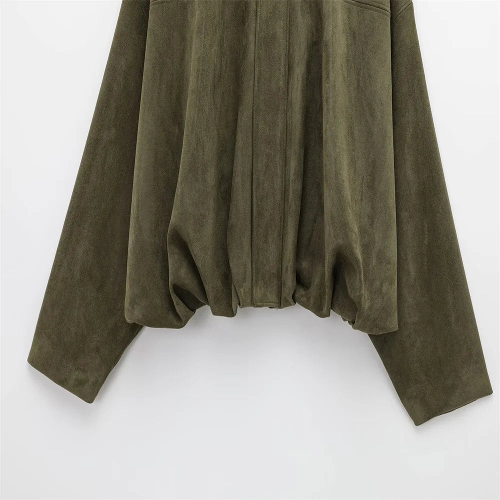 Sabina | Faux Suede Bomber Jacket