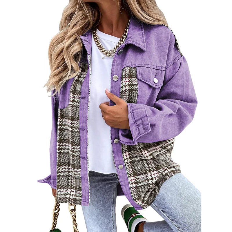 Mireille | Checked Patchwork Denim Jacket