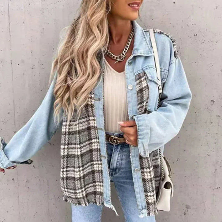 Mireille | Checked Patchwork Denim Jacket