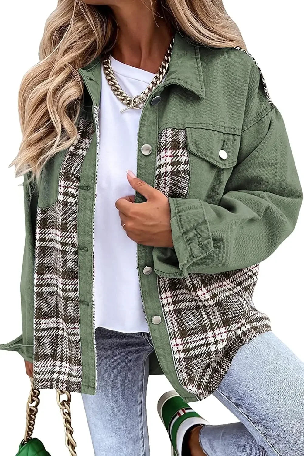 Mireille | Checked Patchwork Denim Jacket
