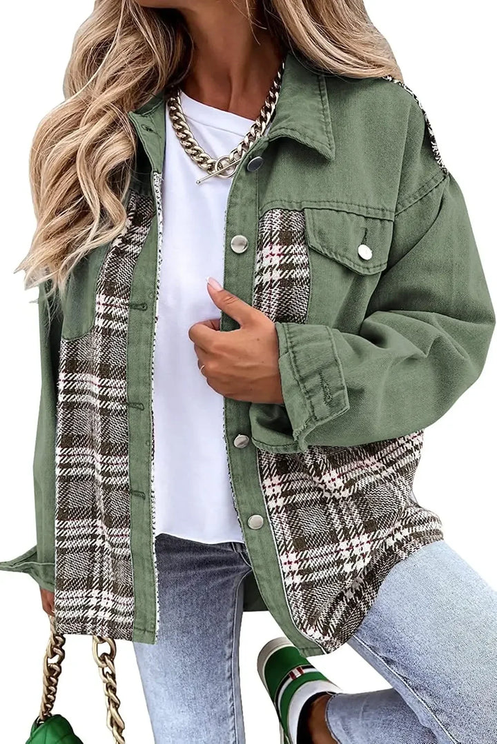 Mireille | Checked Patchwork Denim Jacket