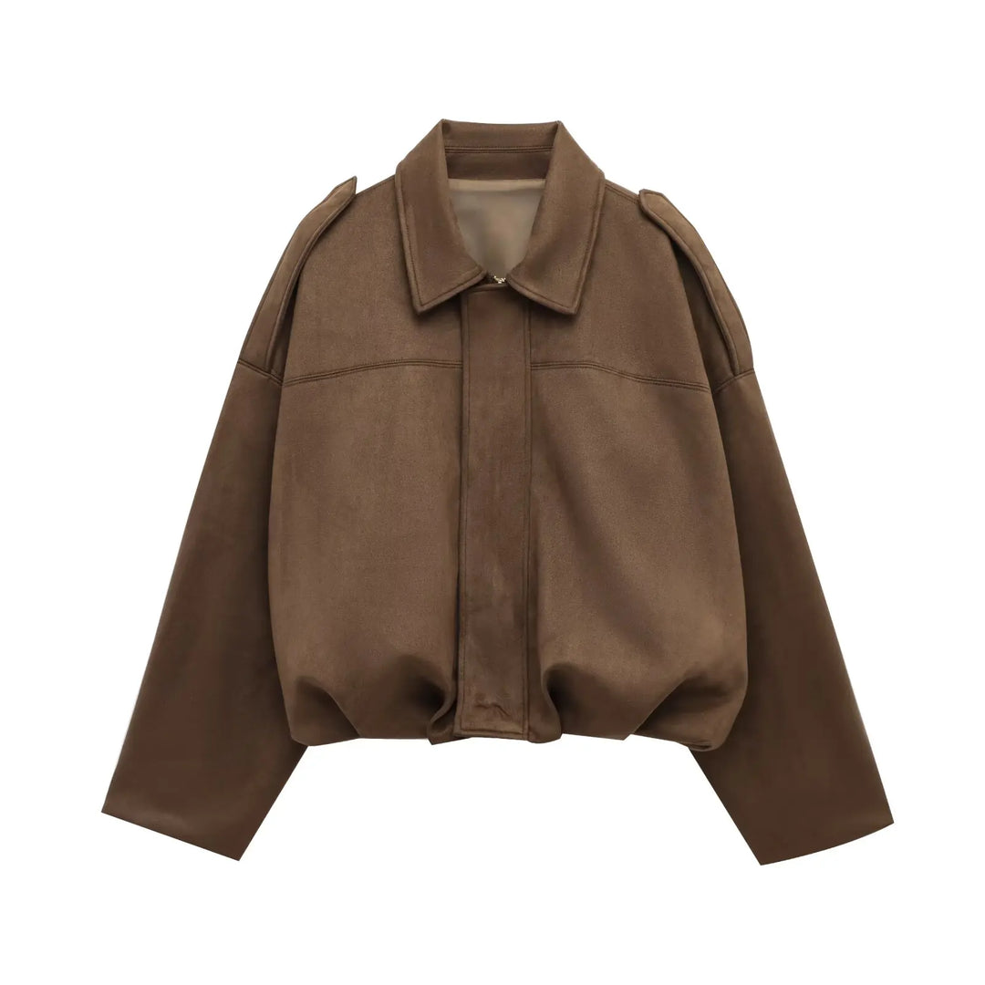 Sabina | Faux Suede Bomber Jacket