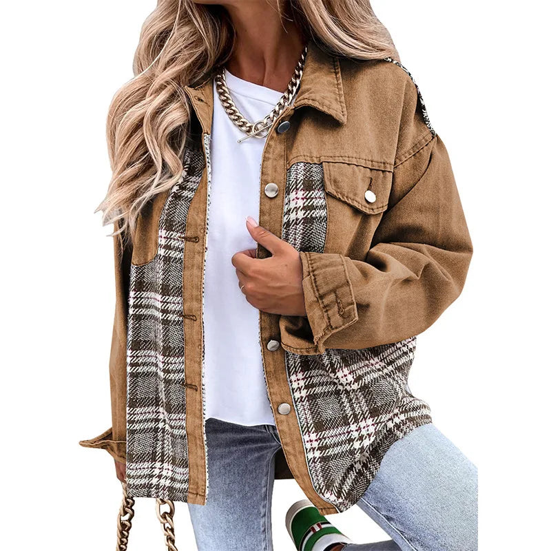 Mireille | Checked Patchwork Denim Jacket