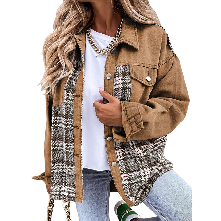Mireille | Checked Patchwork Denim Jacket