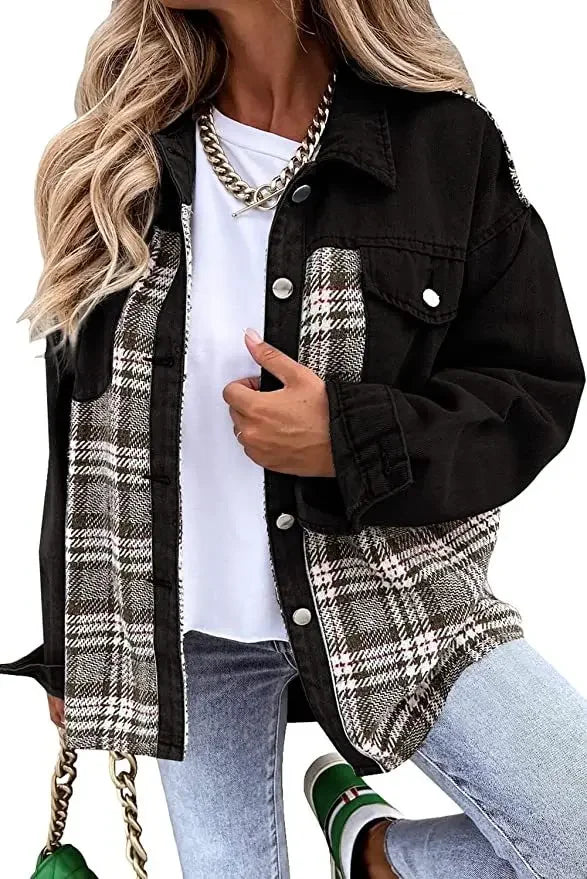 Mireille | Checked Patchwork Denim Jacket