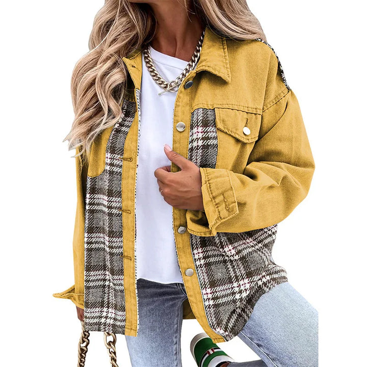 Mireille | Checked Patchwork Denim Jacket
