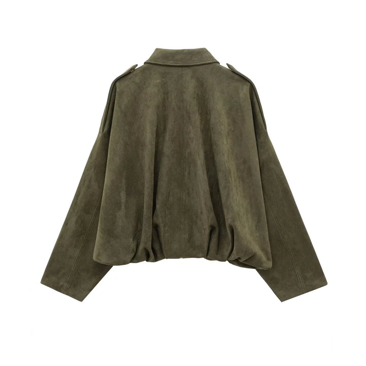 Sabina | Faux Suede Bomber Jacket